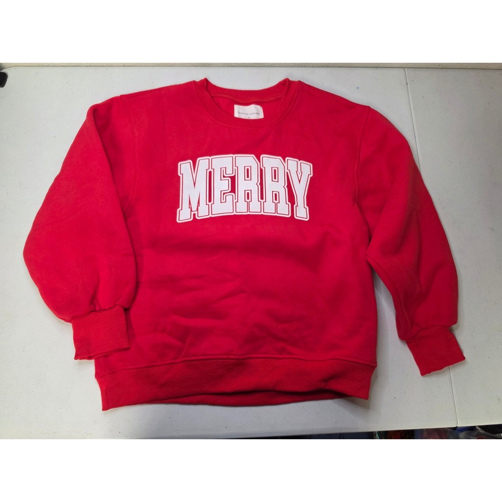 Panache Apparel Merry Red Graphic Sweatshirt Womens Small Holiday Crewneck